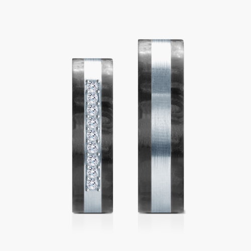 Obrączki ślubne: carbon, tytan, płaskie, 6 mm